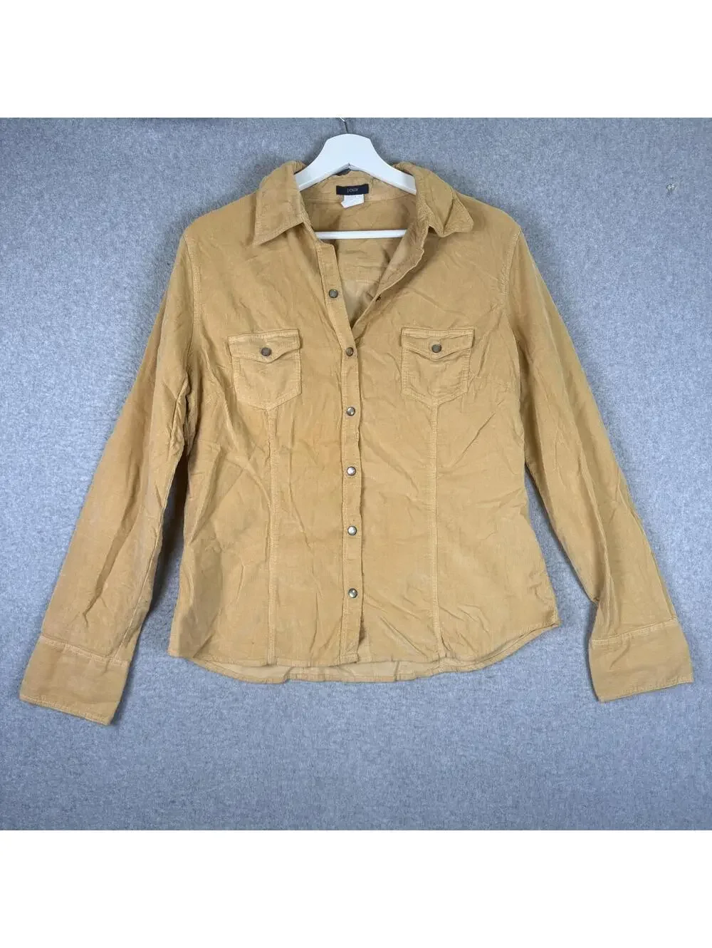 Vintage J. Crew Women's Size Large 100% Cotton Brown Corduroy Button Down Shirt